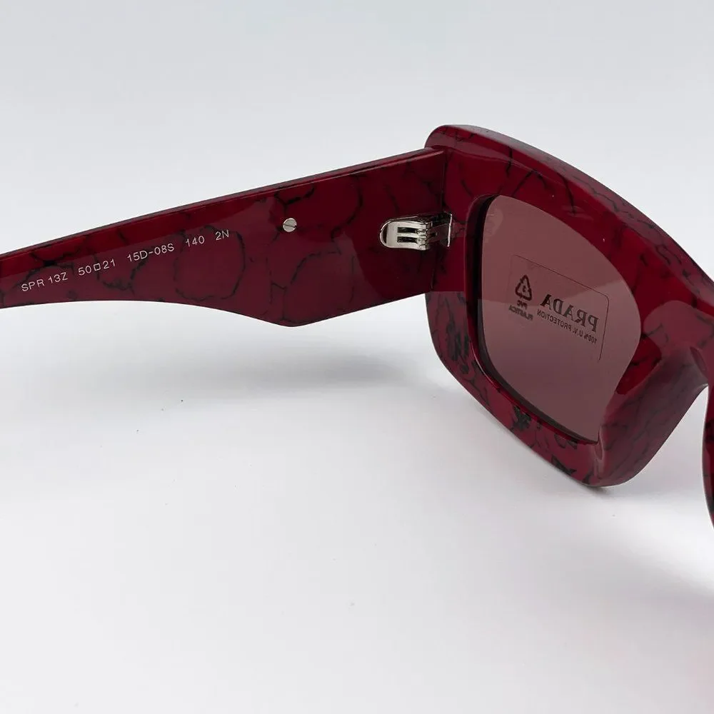 Prada PR13ZS 15D08S Sunglasses Etruscan Marble Red Dark Violet Cat Eye Women - Picture 14 of 15